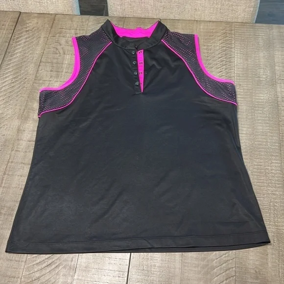 Tail Louisa Sleeveless Mini Mock Golf Shirt SUGAR RUSH with coordinating skort. - Picture 2 of 12